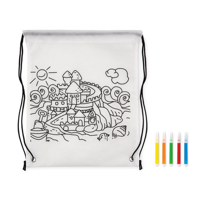 Gestaltbarer Kordelzugbeutel CARRYDRAW - weiß-148