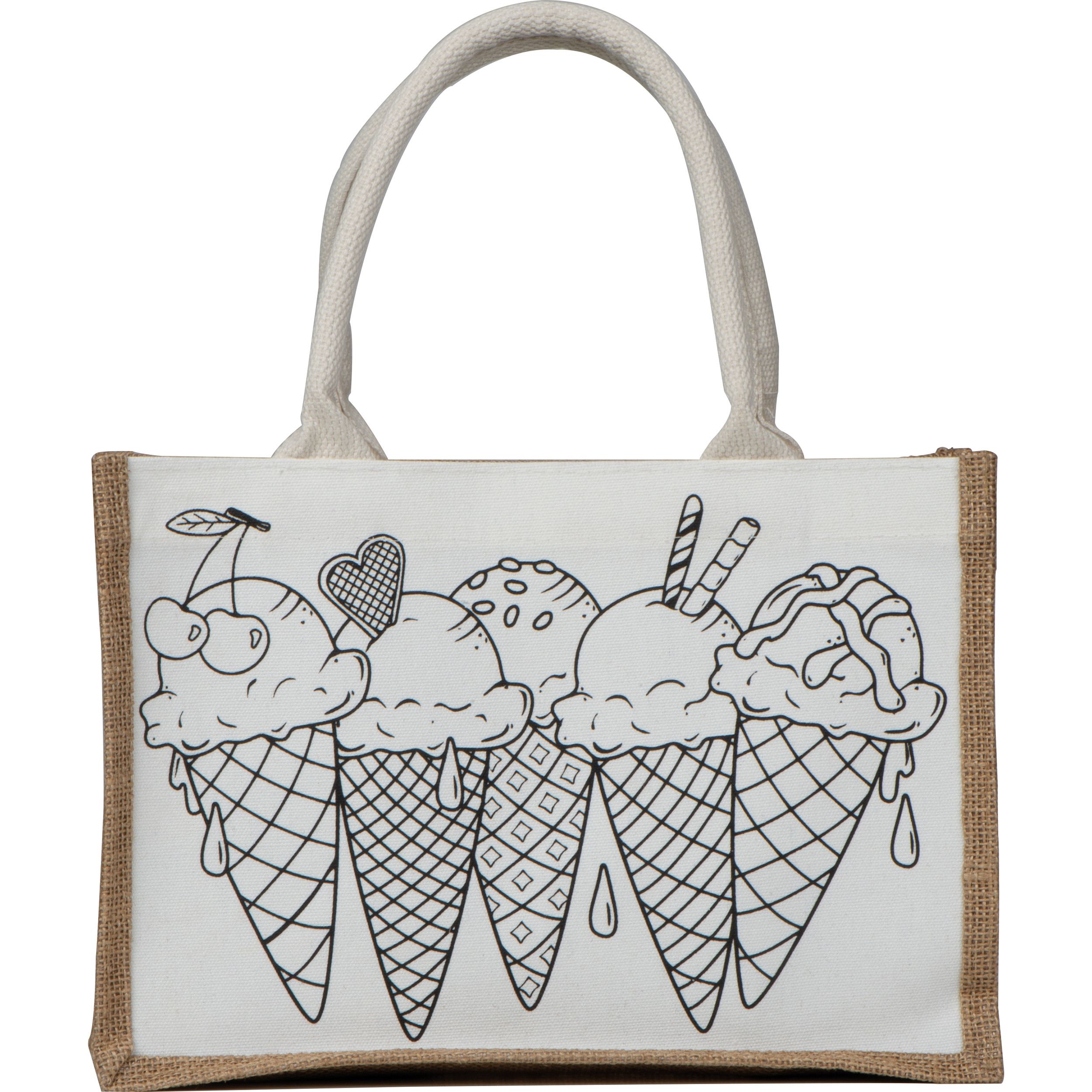 Jute Baumwolltasche zum Ausmalen  - beige-303