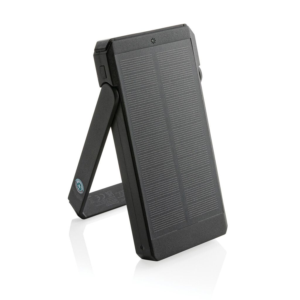 Skywave 10000mAh Solarpowerbank aus RCS recycelt. Kunststoff - schwarz-777