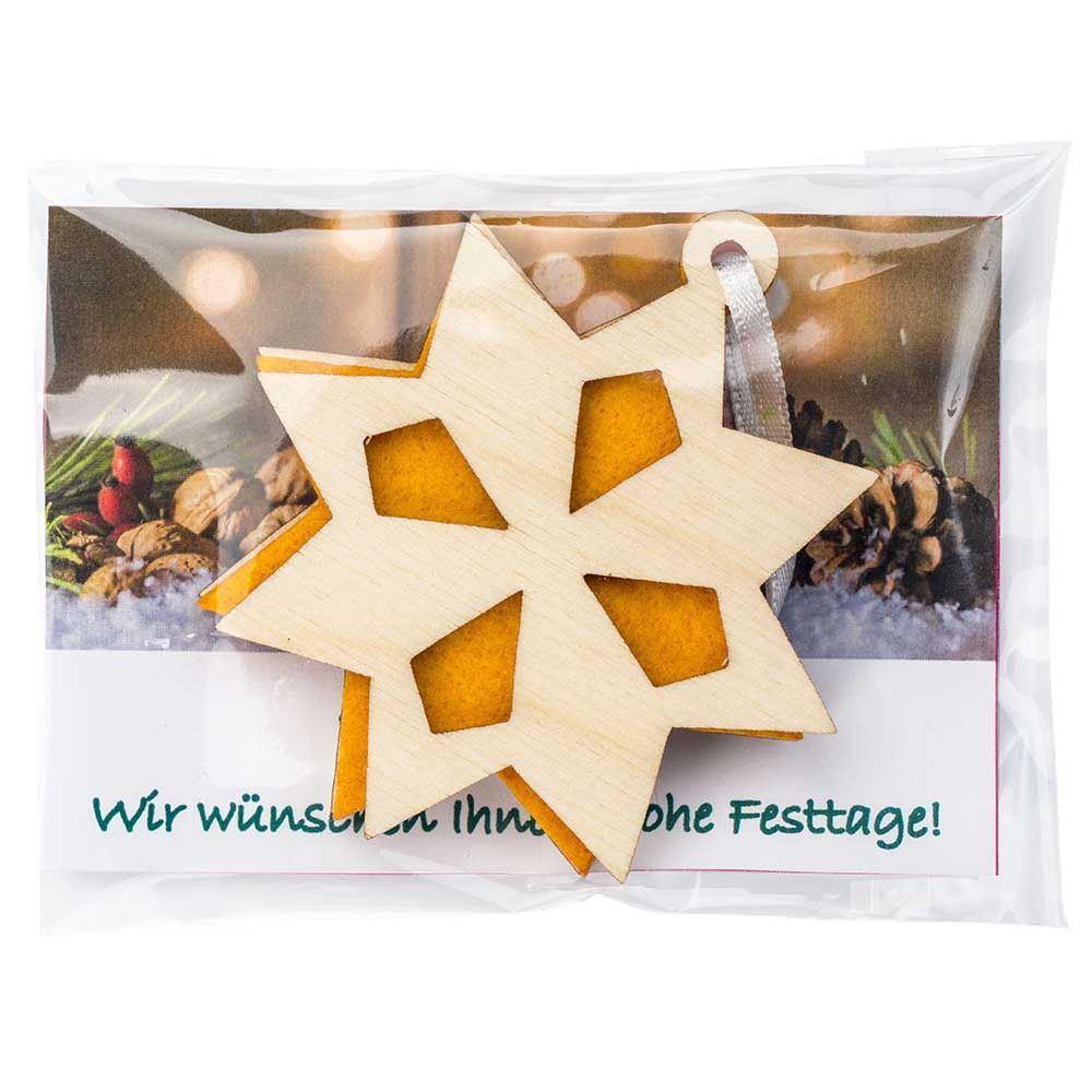 Holz-Filz Anhänger - Stern in Werbetüte-695