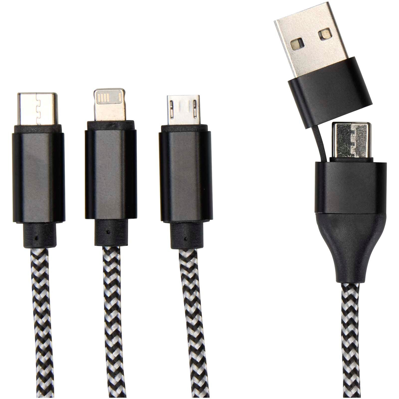 Alphecca 5-in-1-Ladekabel aus recyceltem Aluminium und RPET  - schwarz-376