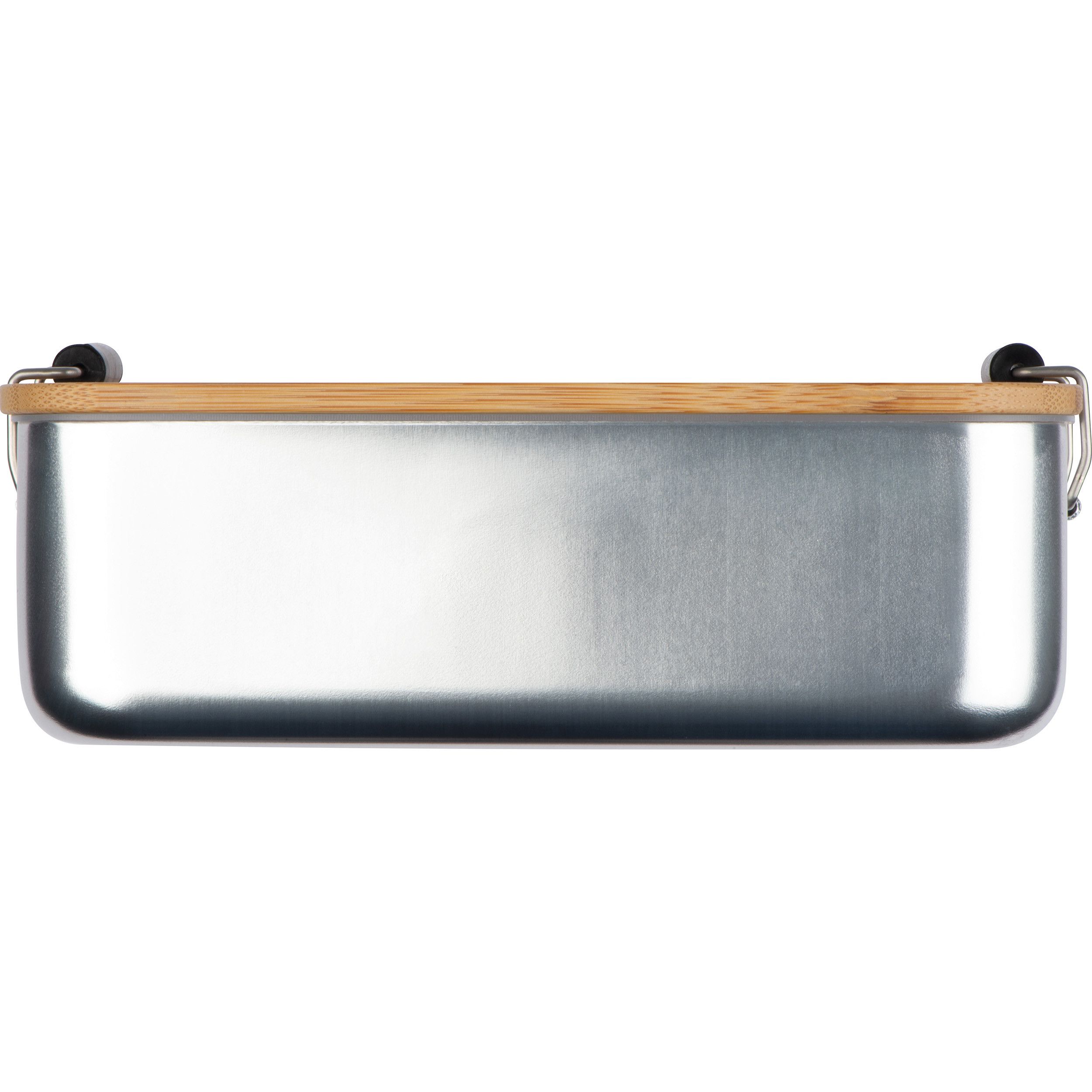 Brotzeitbox aus Aluminium mit Bambusdeckel  - silbergrau-68