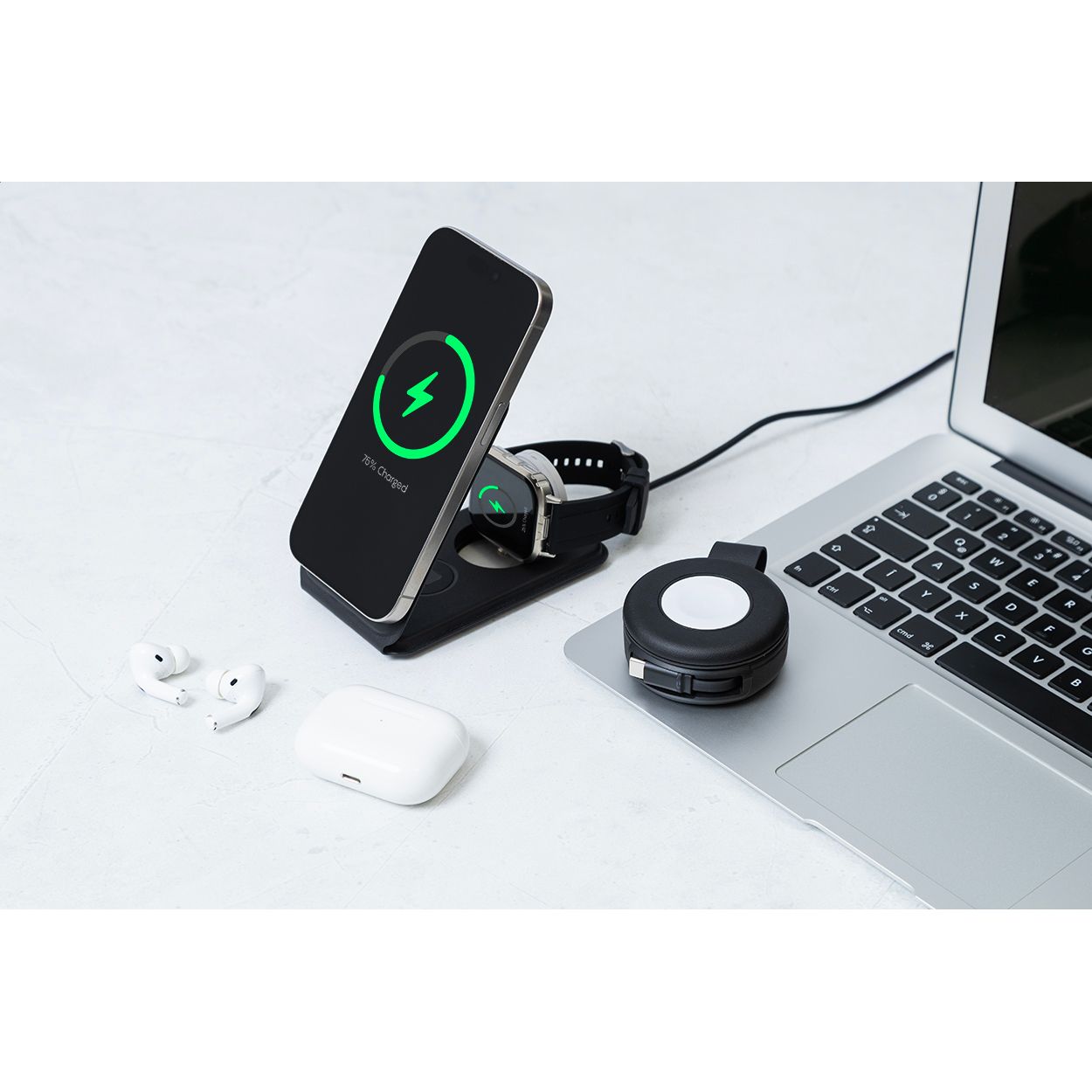 LuxCharge Stand Handyhalter mit kabellosem Ladegerät, RPU - schwarz-294