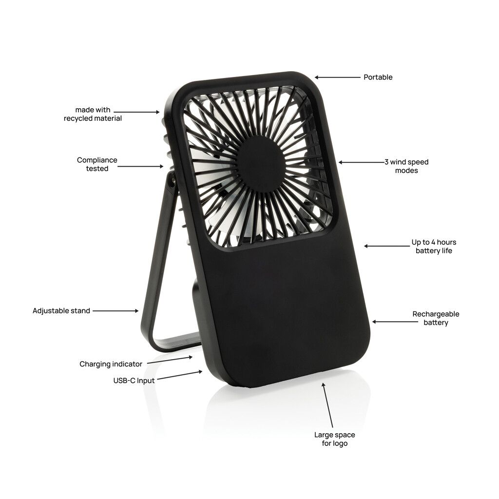 Aervina wiederaufladbarer Tischventilator aus RCS rec. ABS - schwarz-746