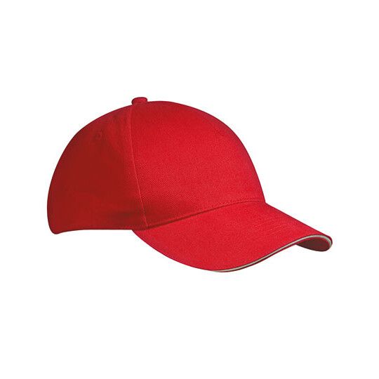 5 Panel Sandwich Cap - red - white-854