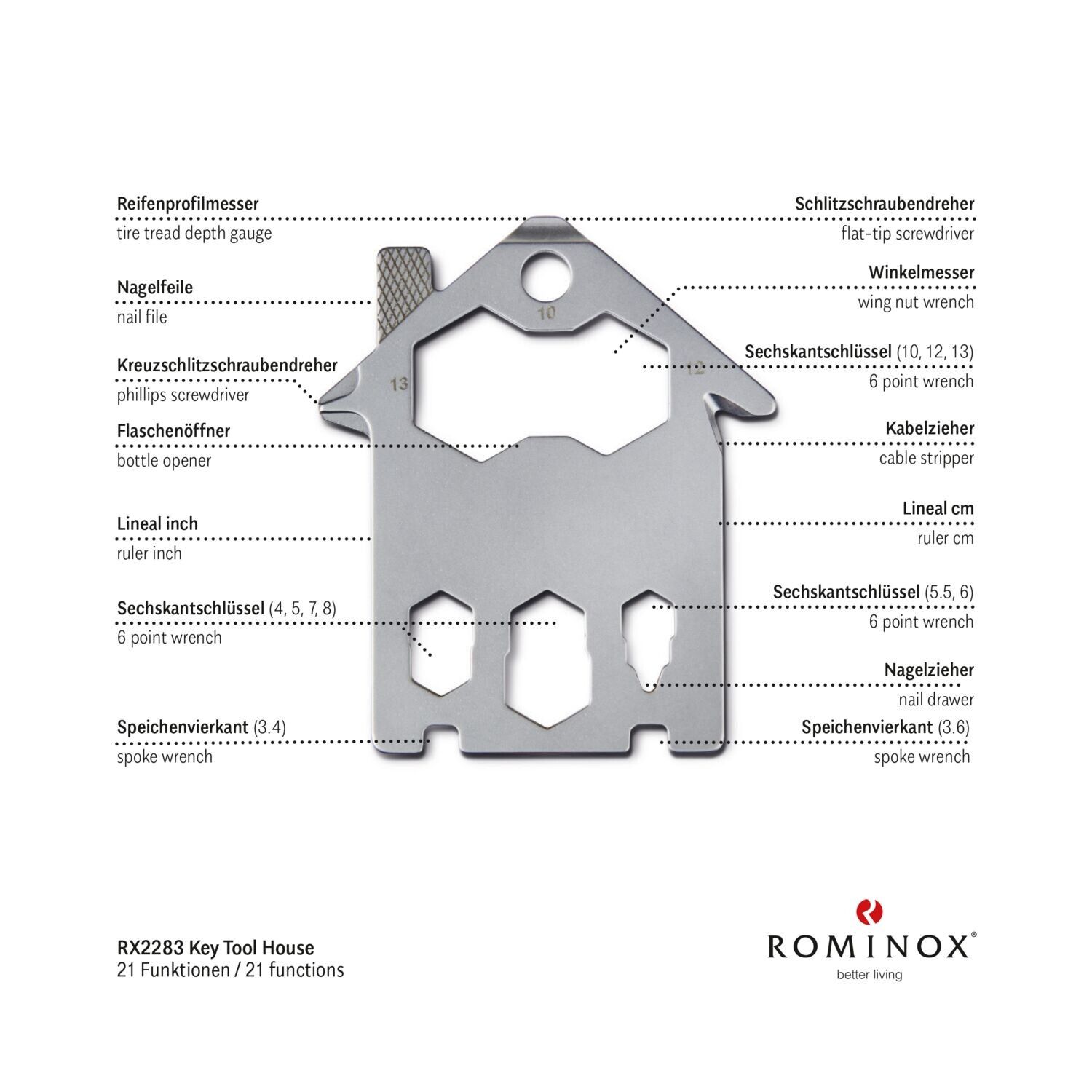 ROMINOX® Key Tool House - 21 Funktionen (Haus)-101