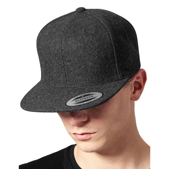 Melton Wool Snapback Cap - dark grey-865
