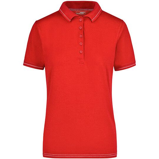 Ladies´ Elastic Polo - red - white-470