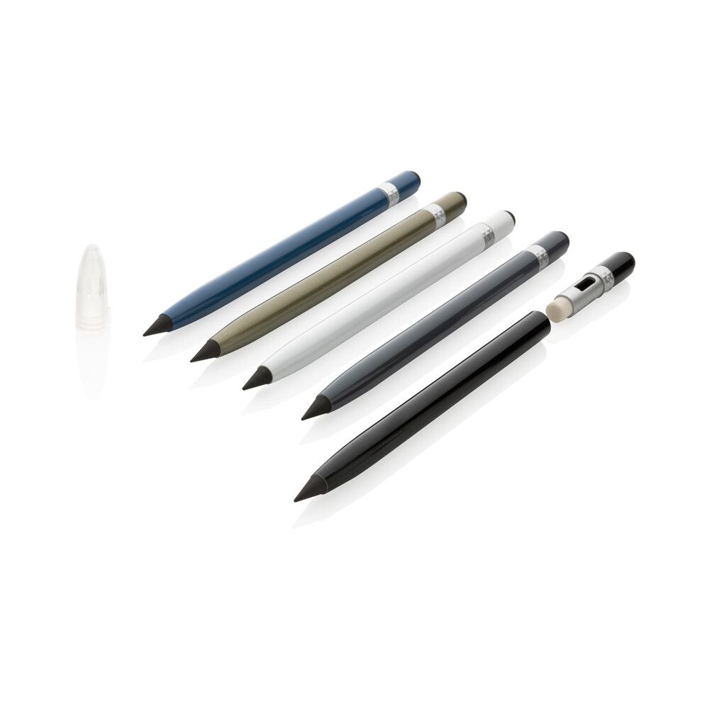Tintenloser Stift aus Aluminium mit Radiergummi - grau-41