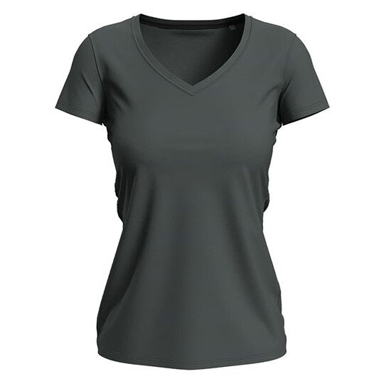 Stretch-T V-Neck Women - slate grey solid-763