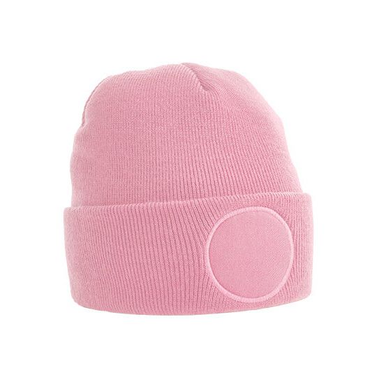Circular Patch Beanie - dusky pink-525