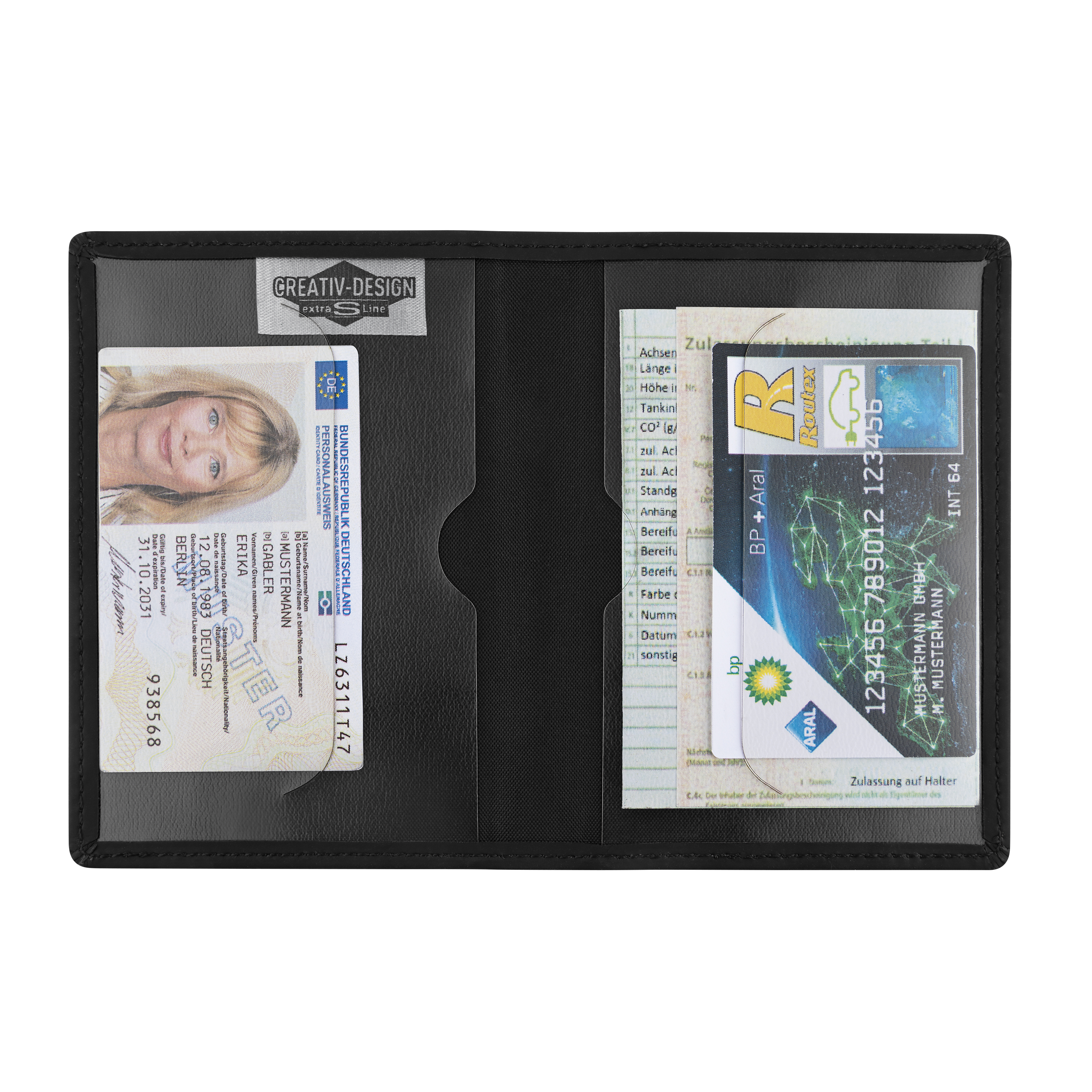 Blackmaxx® Kunstleder Führerscheintasche "EcoCraftPlus" - schwarz-106