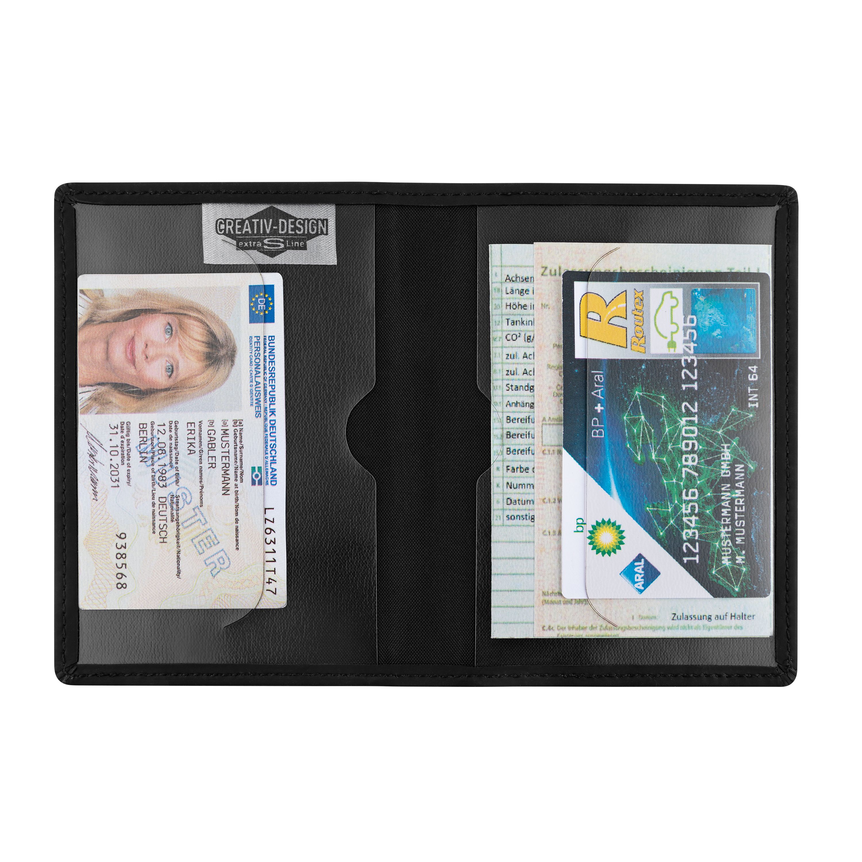 Blackmaxx® Kunstleder Führerscheintasche "EcoCraftPlus" - schwarz-106