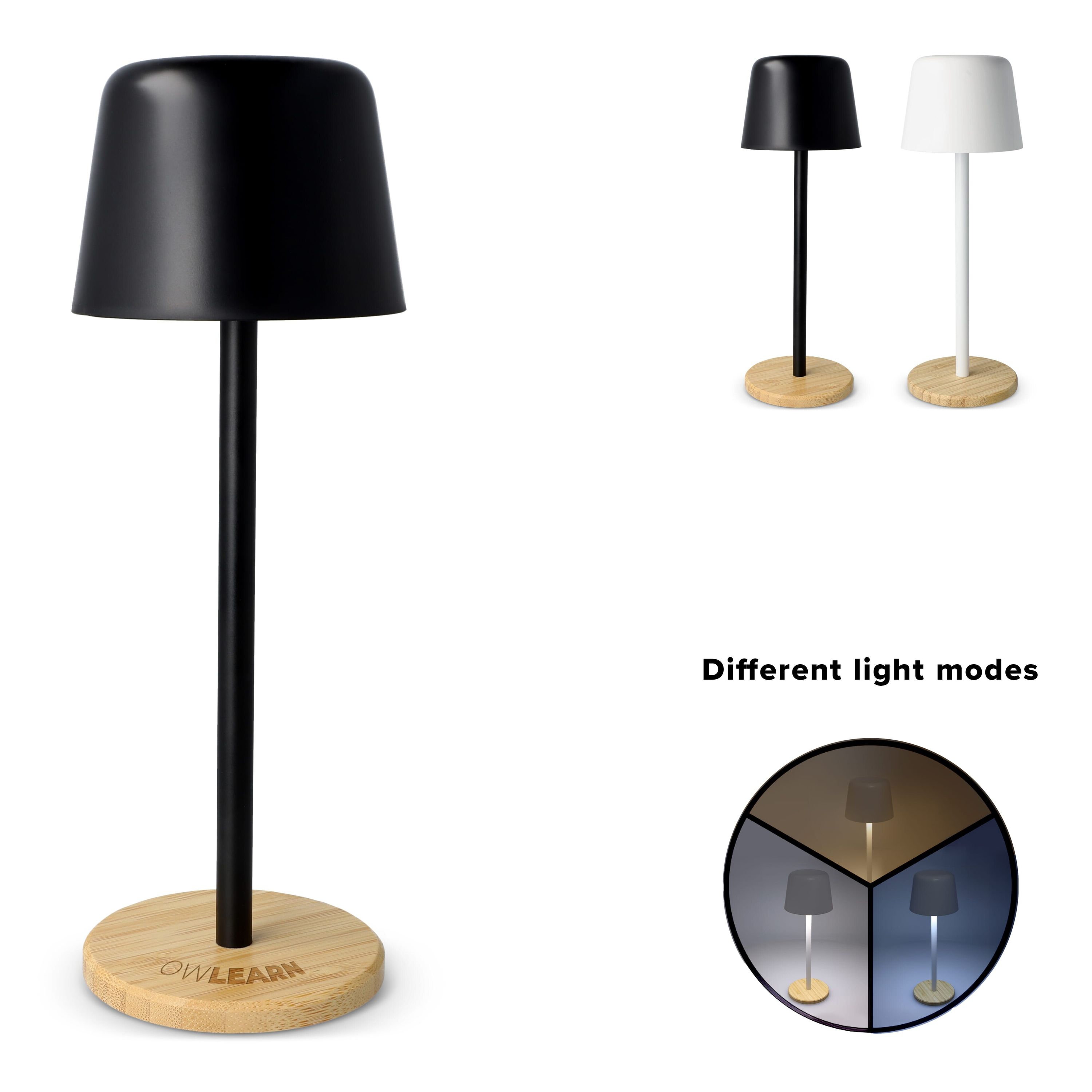 Solis Dimmbare Tischlampe mit Bambusfuß - weiss-19