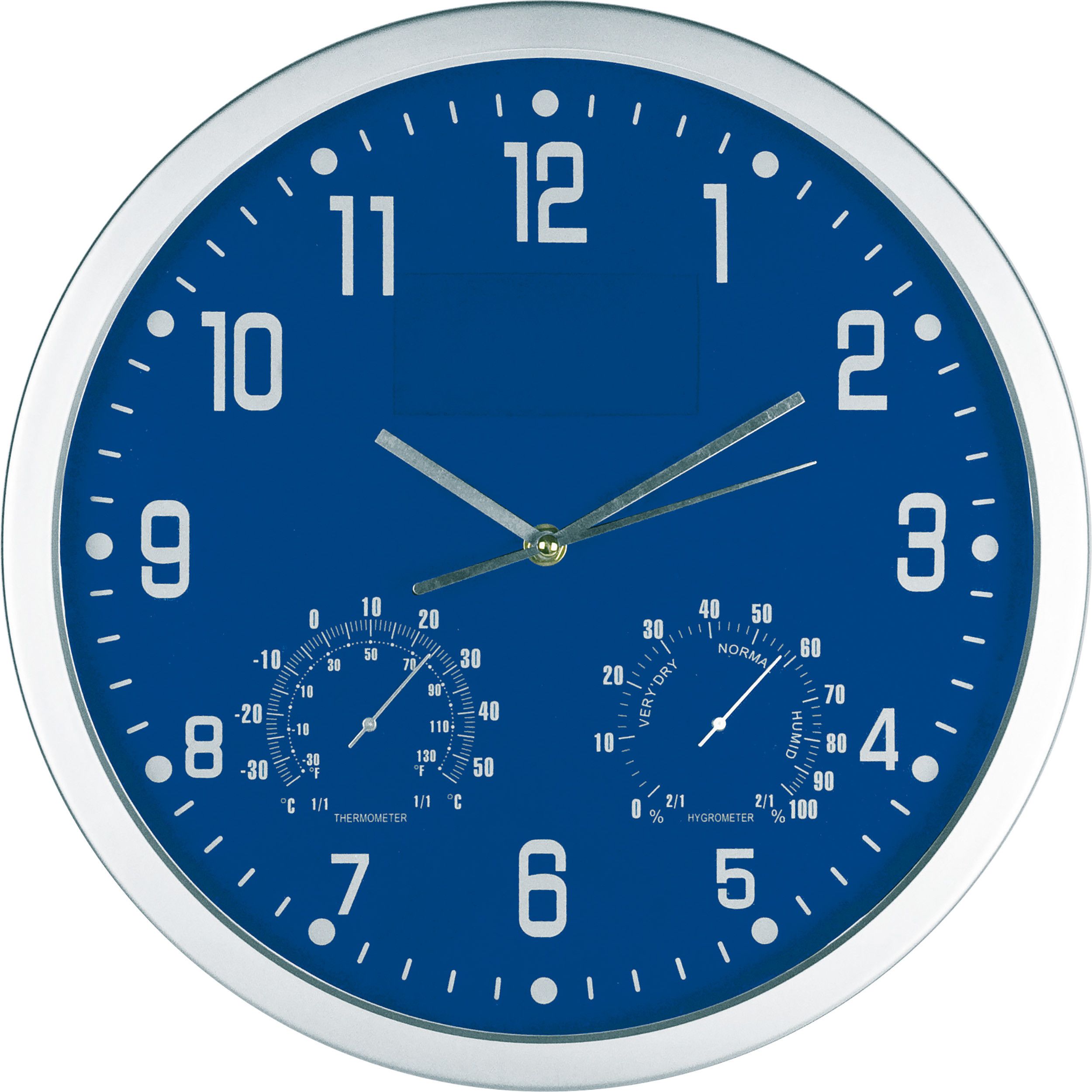 Wanduhr mit Hygro - und Thermometer - blau-723