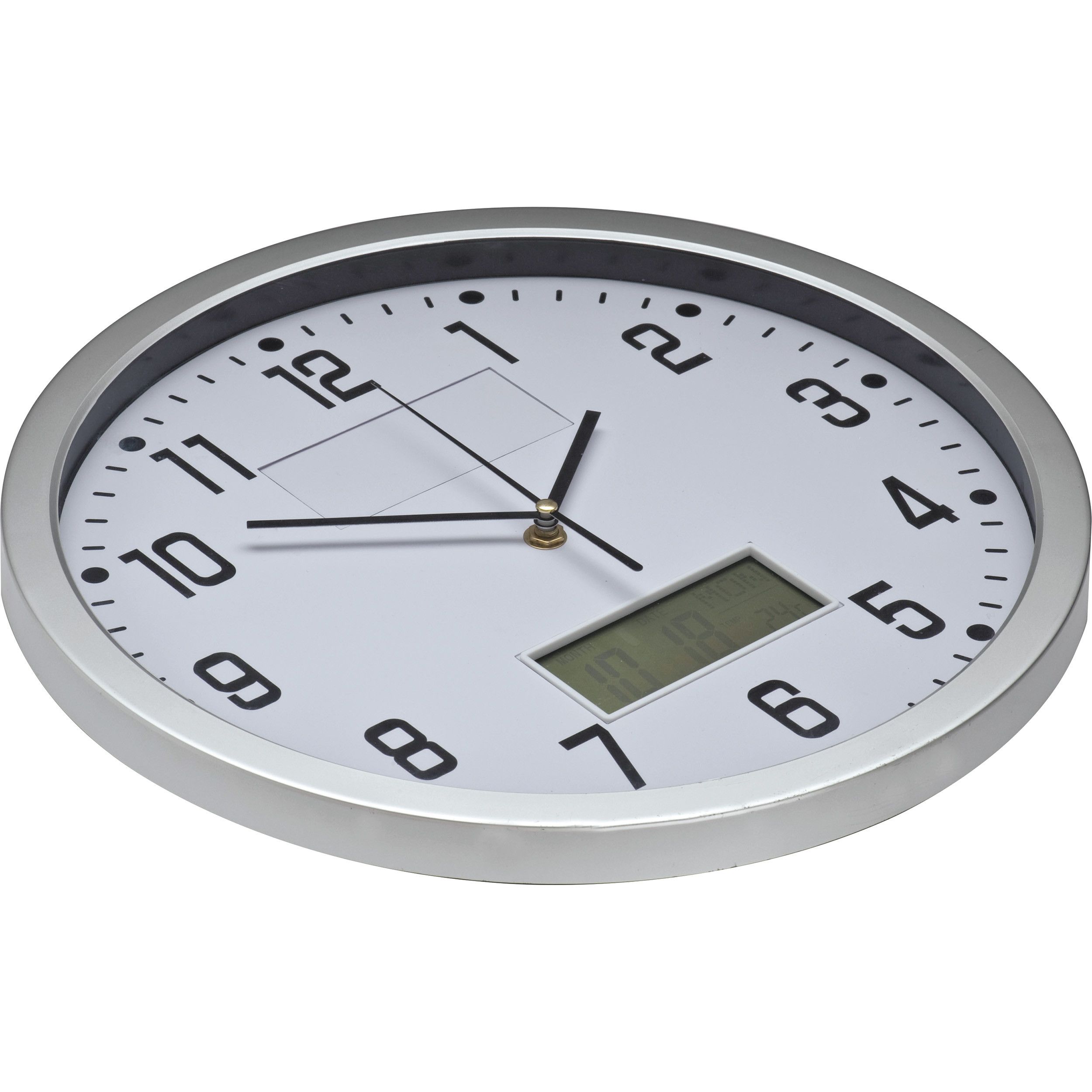 Analoge Wanduhr mit Digitalanzeige - weiß-612