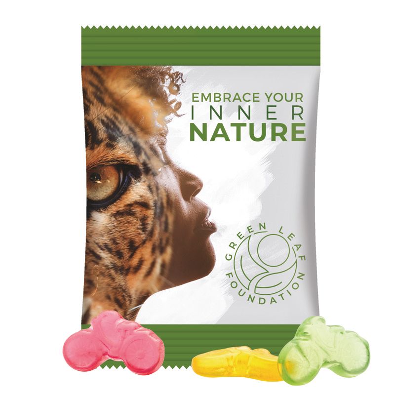 Minitüte 15 g, Folie weiß, Trolli Fruchtgummi Fahrrad-827