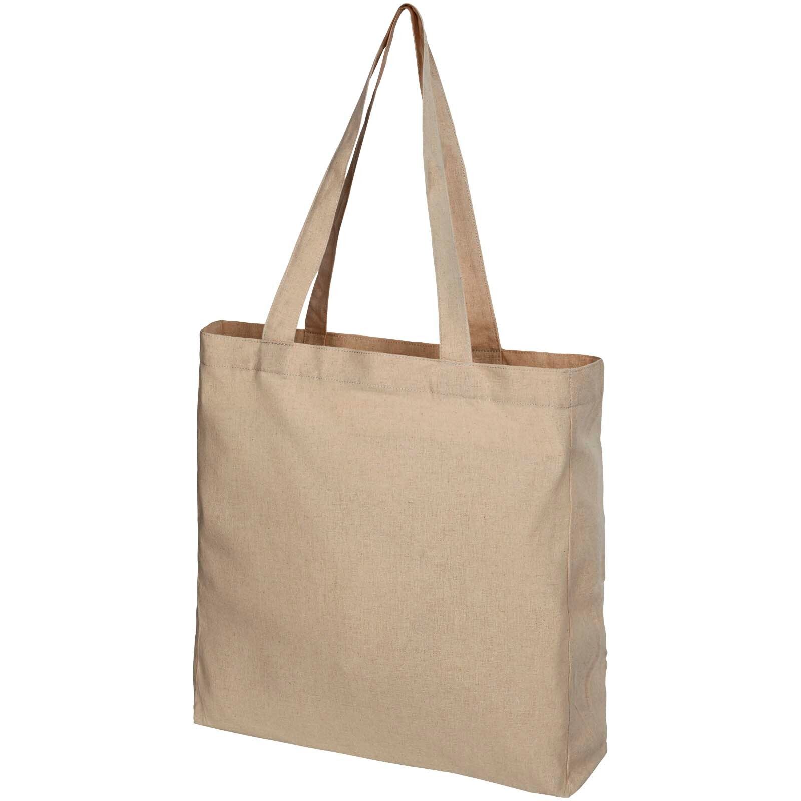 Pheebs 210 g/m² recycelte Tragetasche mit Seitenfalten 13L - heather natur-828