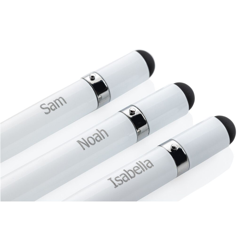 Tintenloser Stift aus Aluminium mit Radiergummi - weiß-781