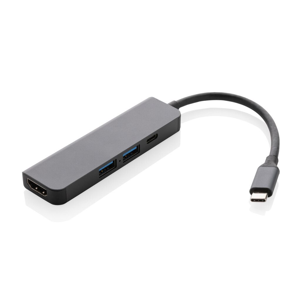 Terra Hub aus RCS recyceltem Aluminium mit HDMI-Input - grau-789
