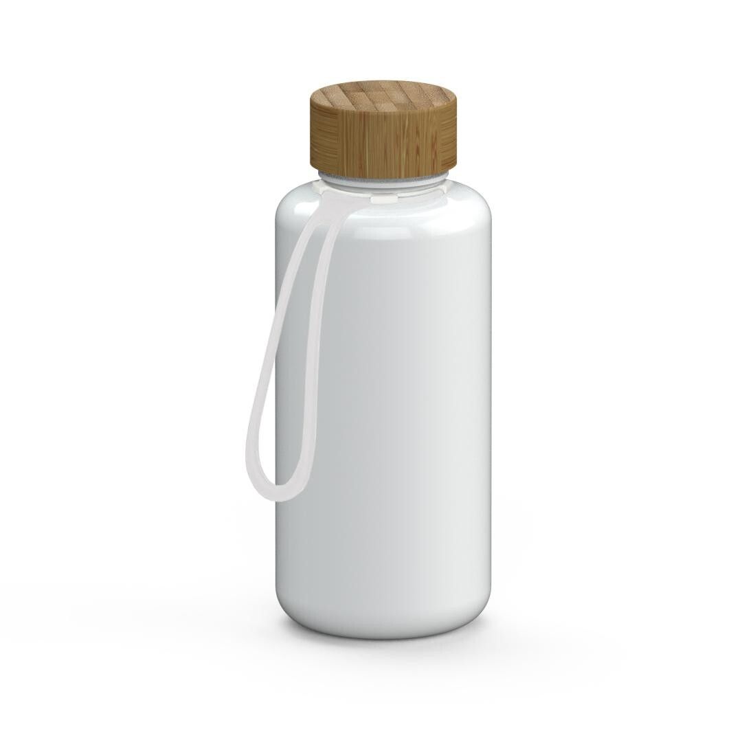 Trinkflasche Natural, 1,0 l, inkl. Strap - weiß - transparent-745