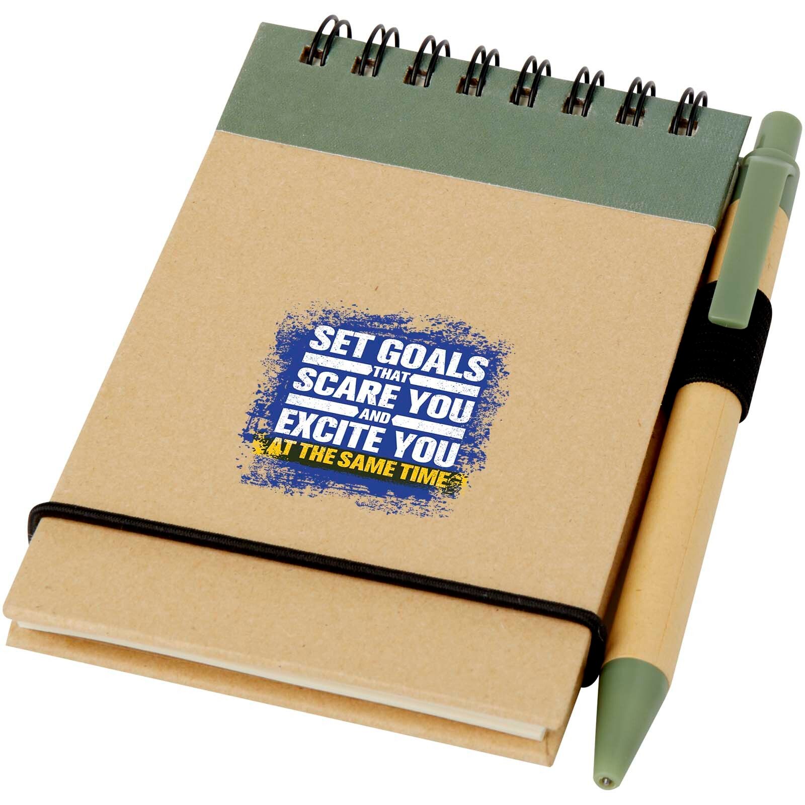 Zuse A7 Recycling Notizblock mit Stift - heather grün -  natur-363