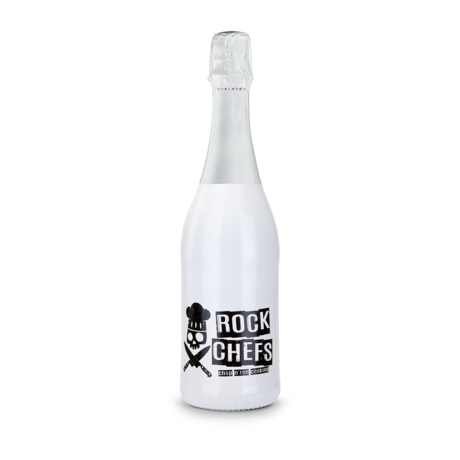 Sekt Cuvée - Flasche weiß-lackiert, 0,75 l - Kapselfarbe Weiß-323