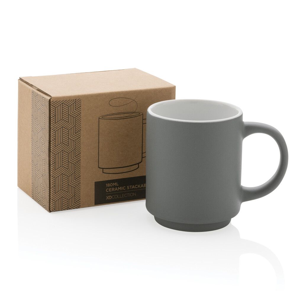 Stapelbare Keramiktasse, 180ml - grau-400