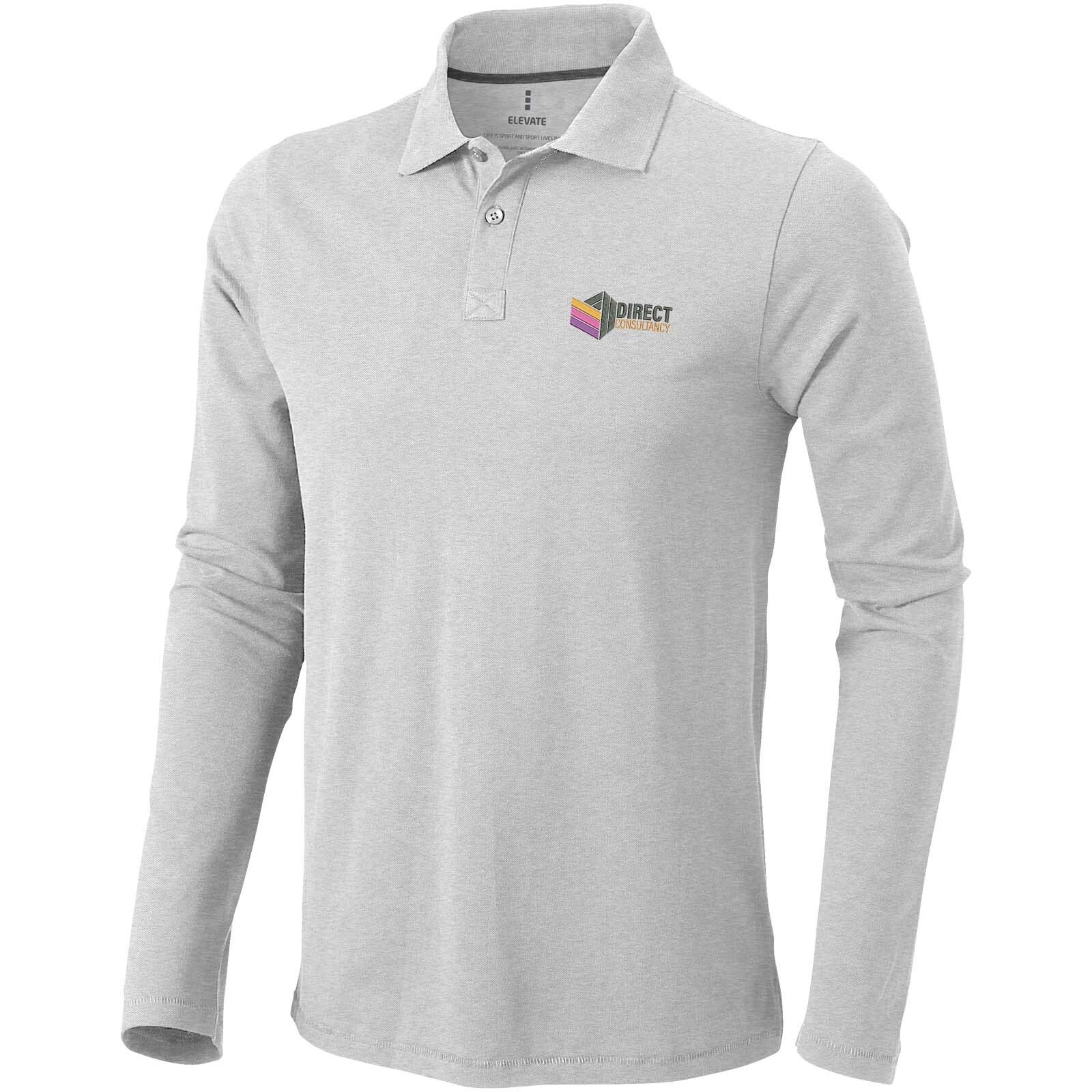 Oakville Langarm Poloshirt für Herren - grau meliert - XL-141