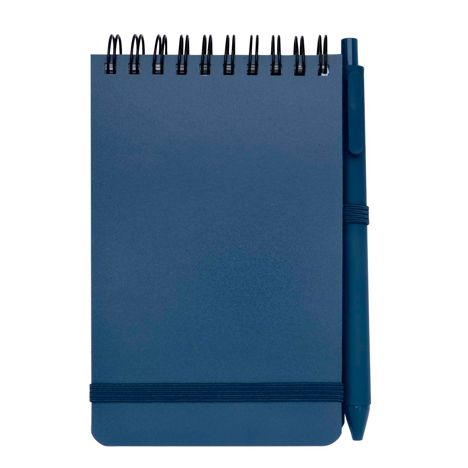 Thalaasa A6 Hardcover Notizbuch aus Ocean Bound Kunststoff mit Kugelschreiber (schwarze Mine) - ozeanblau-944