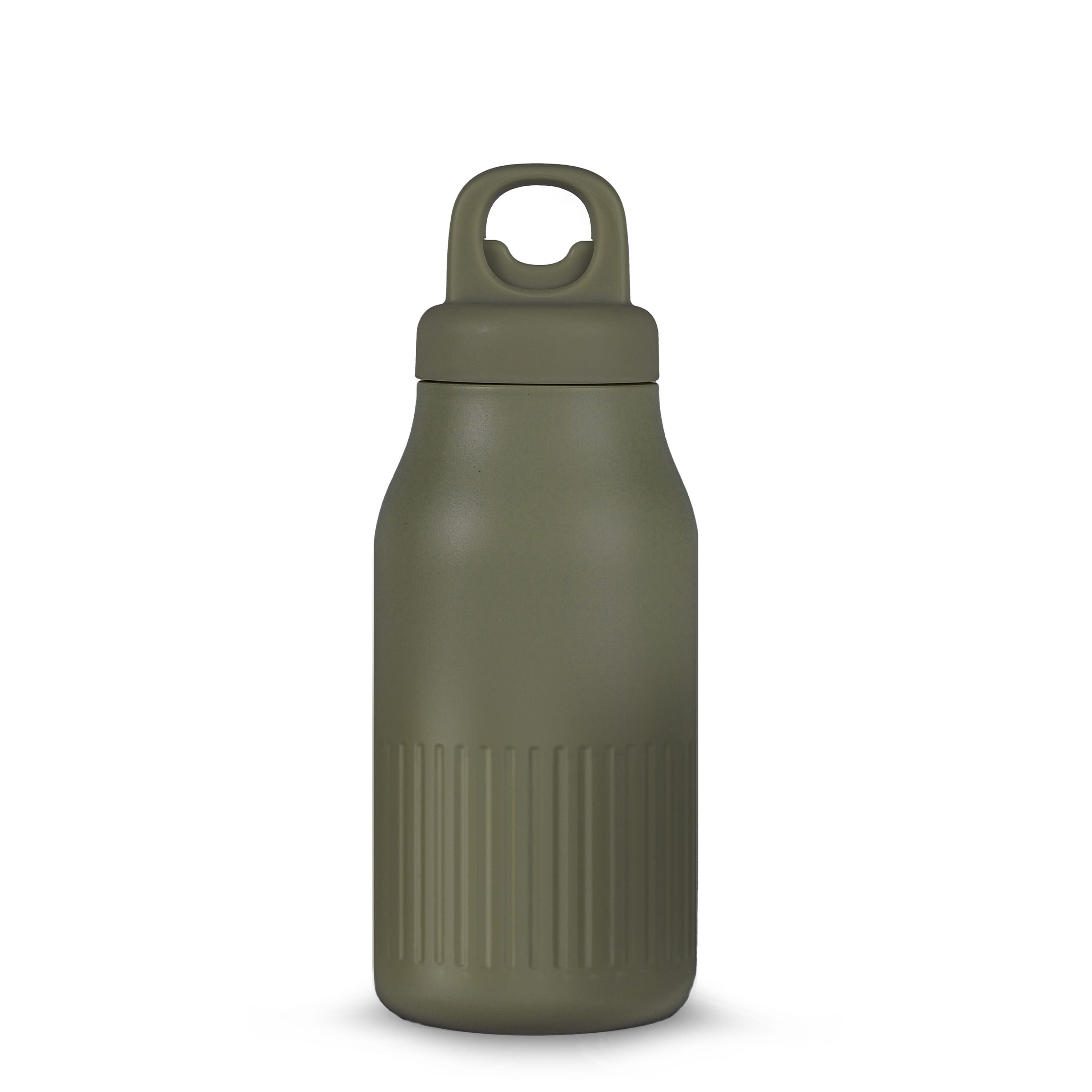 Sagaform Truls Stahlisolierflasche mit praktischem Klickverschluss (recycelt) 500 ml - dried green-549