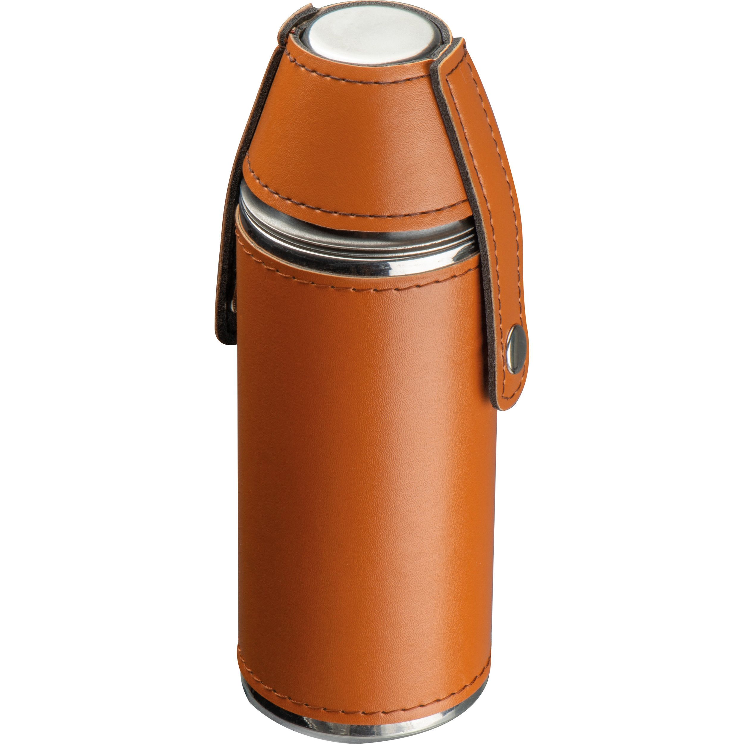 Flachmann aus Edelstahl mit 2 Pinnchen - braun-335