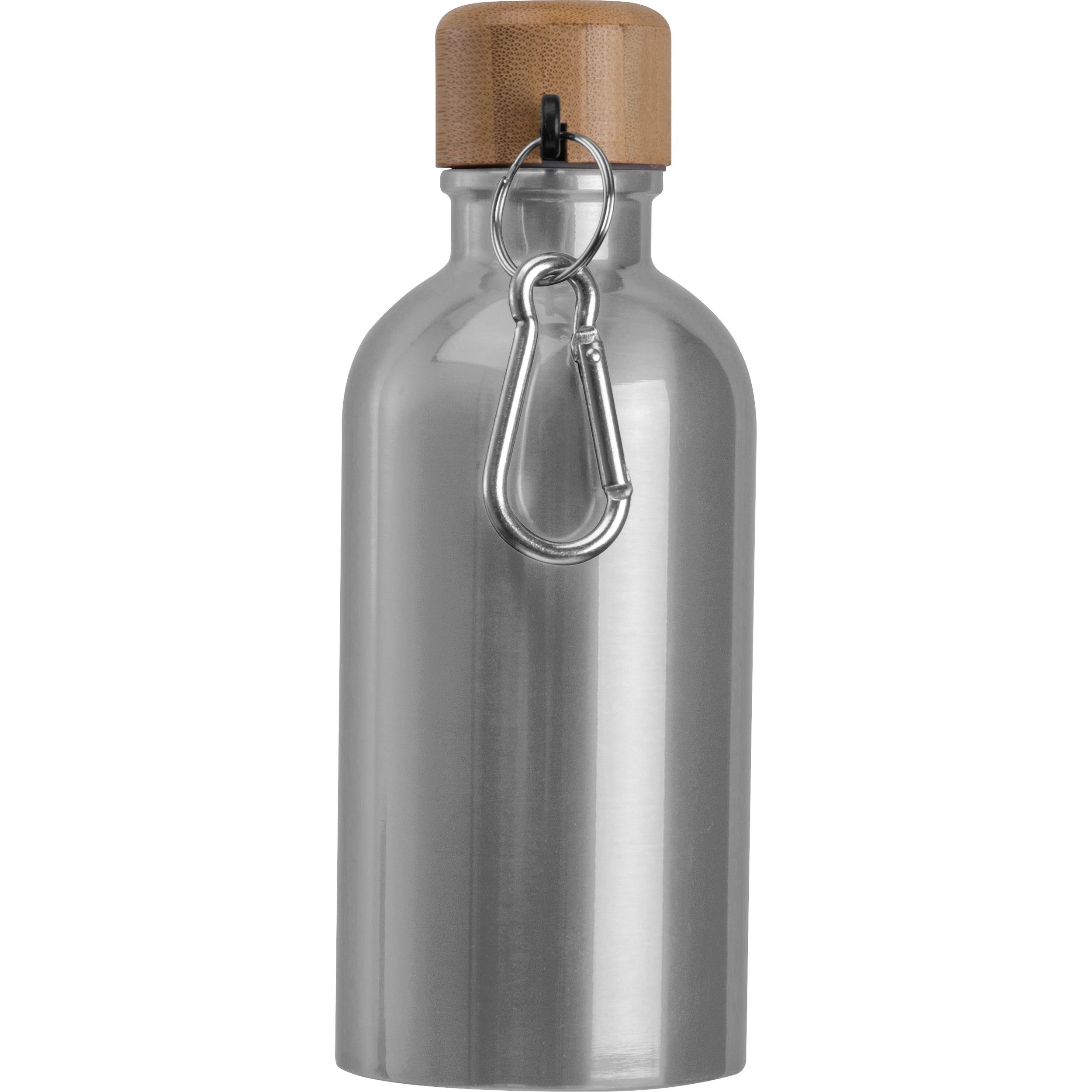 Edelstahltrinkflasche mit Karabiner, 400ml - silbergrau-303