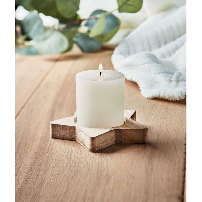 Kerze mit Halter LOTUS - holz-740