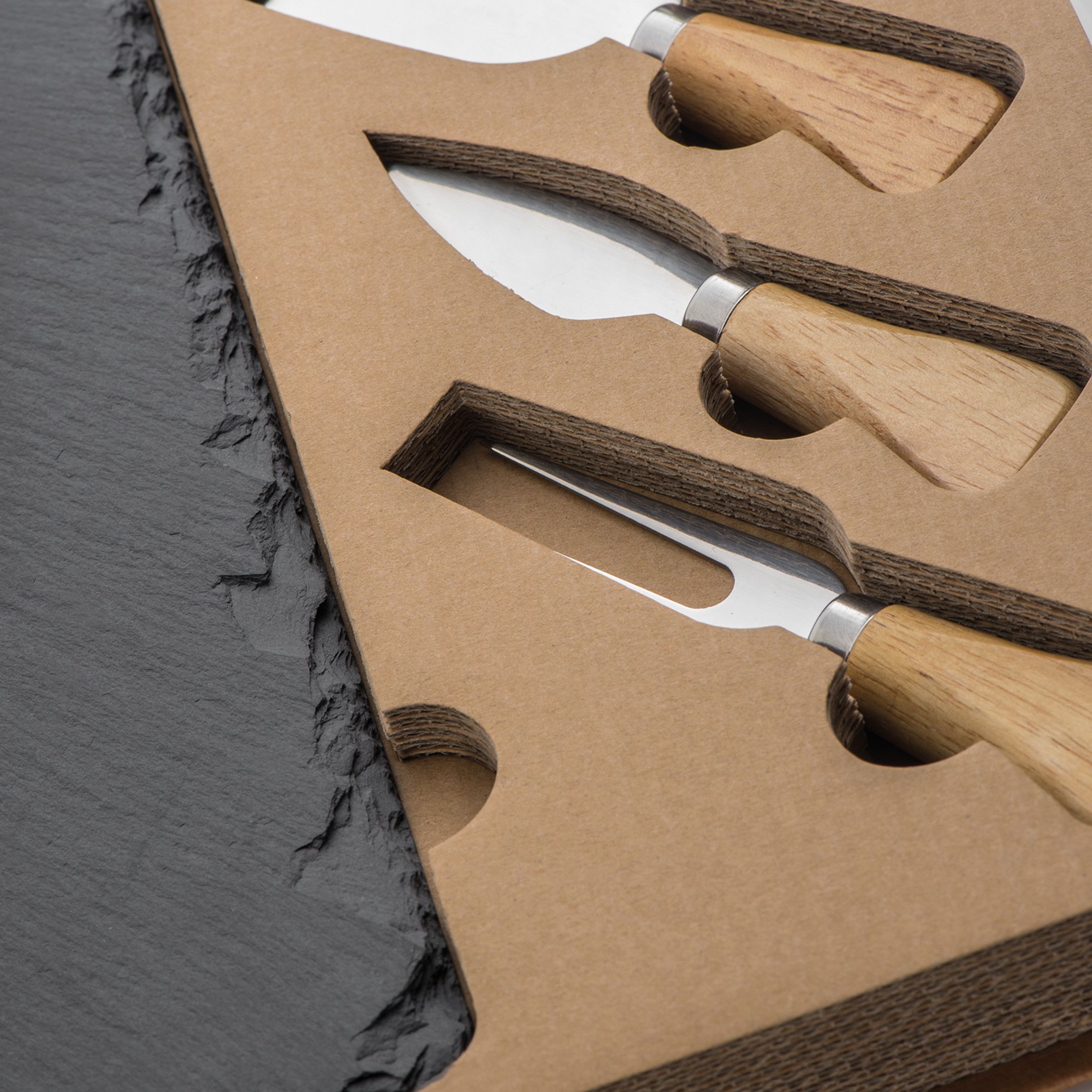 Set aus Schieferplatte und Käsebesteck - anthrazit-703