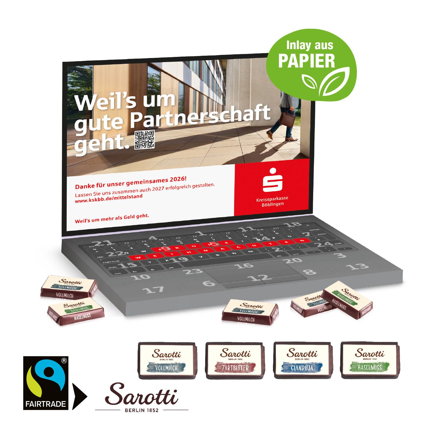 Adventskalender "Laptop" mit Sarotti Fairtrade Schokolade, Inlay Aus Papier-927