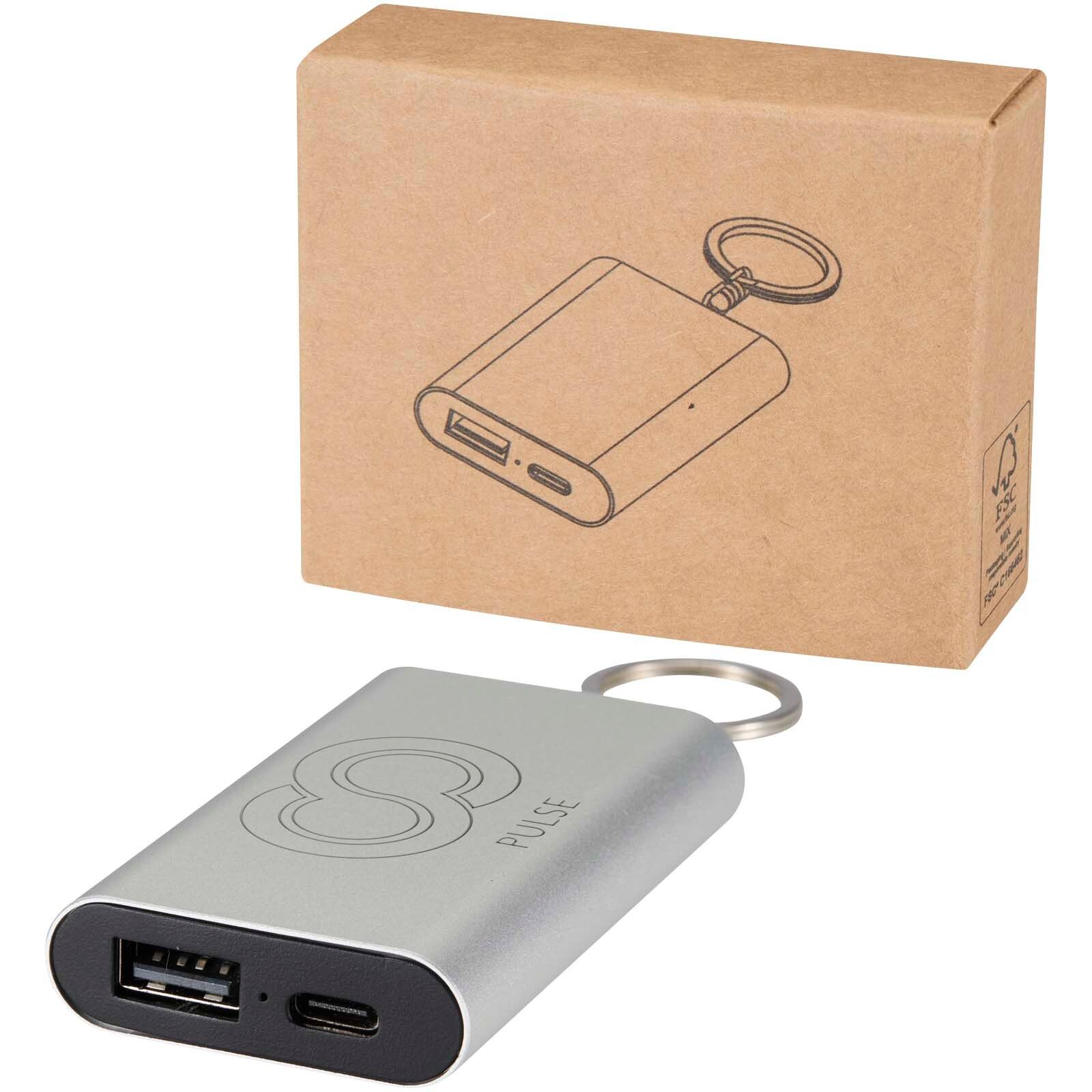 Arcturus 2000 mAh Powerbank aus recyceltem Aluminium mit Schlüsselanhänger - silber-854