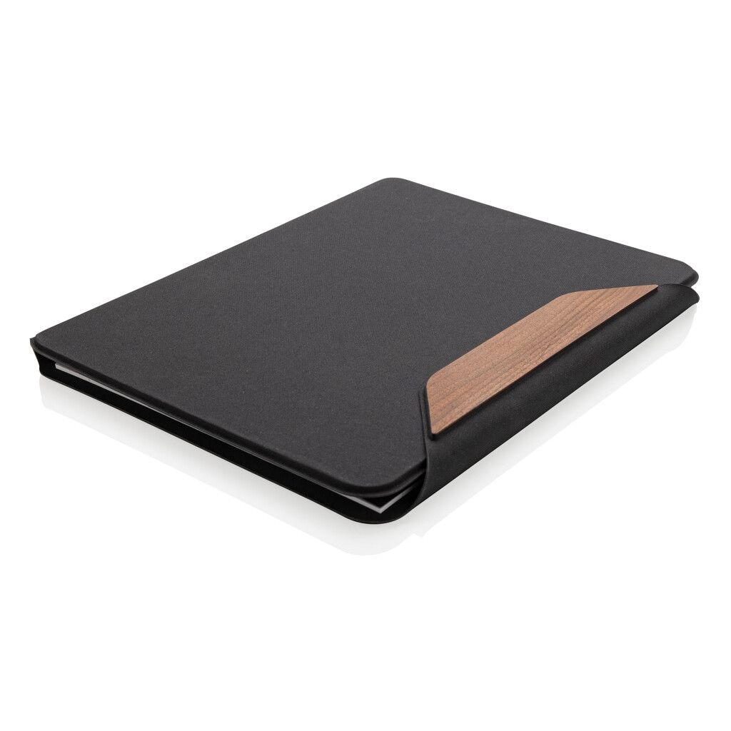 Teri AWARE™ A4 Portfolio aus RPET und Walnuss - schwarz-572