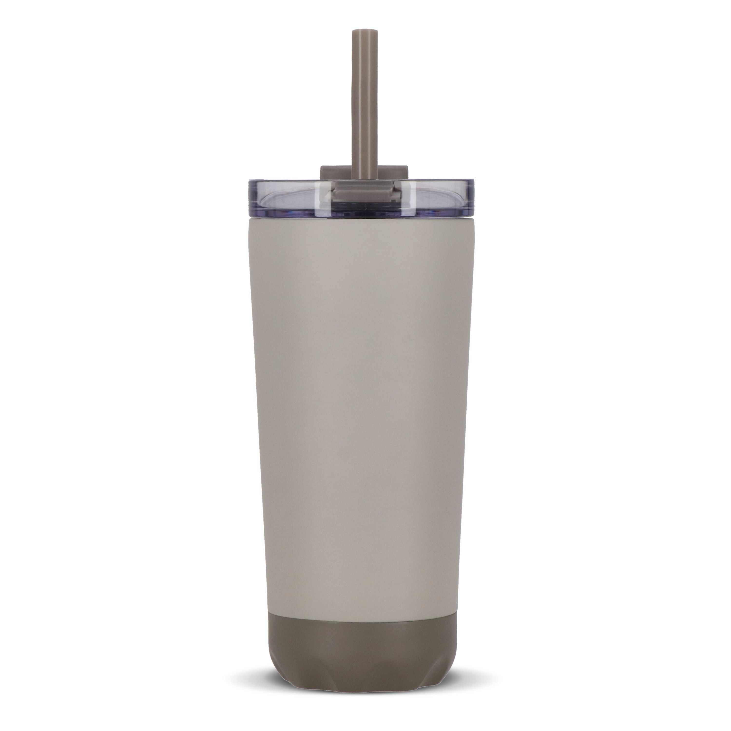 doppelwandiger Norden-Trinkbecher aus Edelstahl mit Strohhalm, 600 ml - beige-73