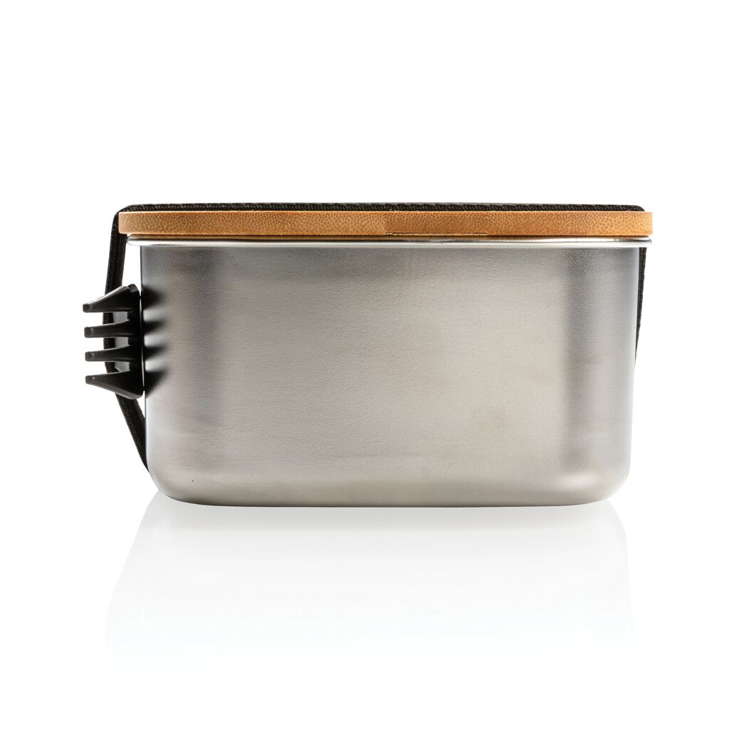 Stainless Steel Lunchbox mit Bambus-Deckel und Göffel - silber-61