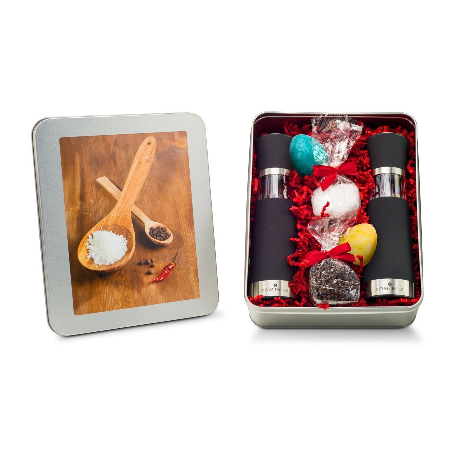 Geschenkset Oster Salz- & Pfeffermühlen Set - in Silberdose-524