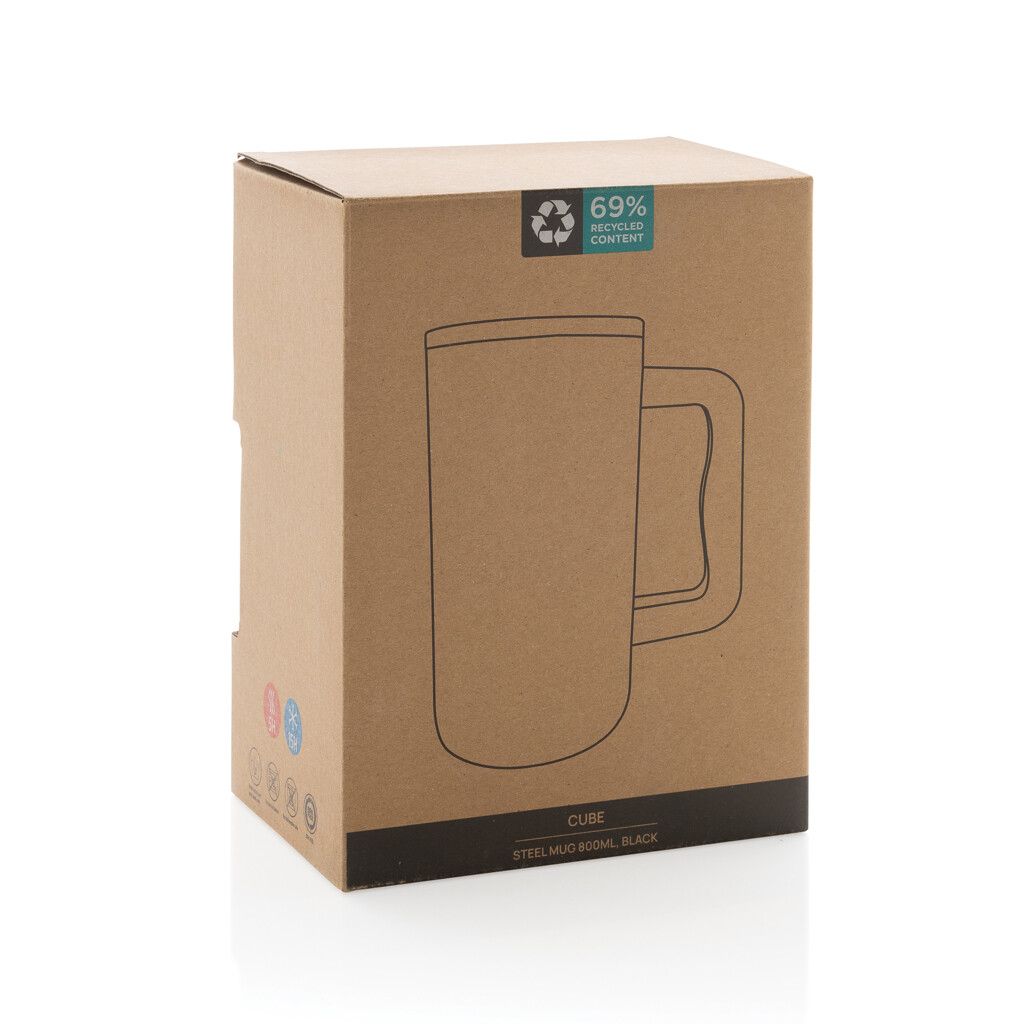 Cube Becher aus RCS recyceltem Stahl 800ml - schwarz-975