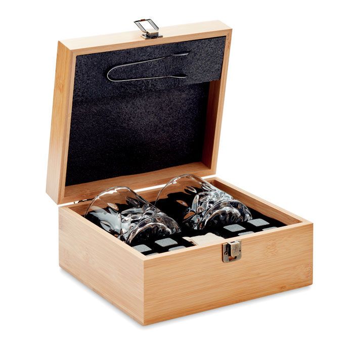 Whisky Set in Bambus Box INVERNESS - holz-548