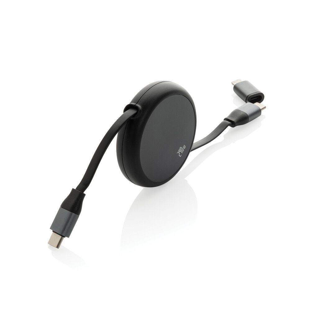 Terra ausziehbares 240W 2-in-1 Kabel aus RCS rec. Aluminium - schwarz-668