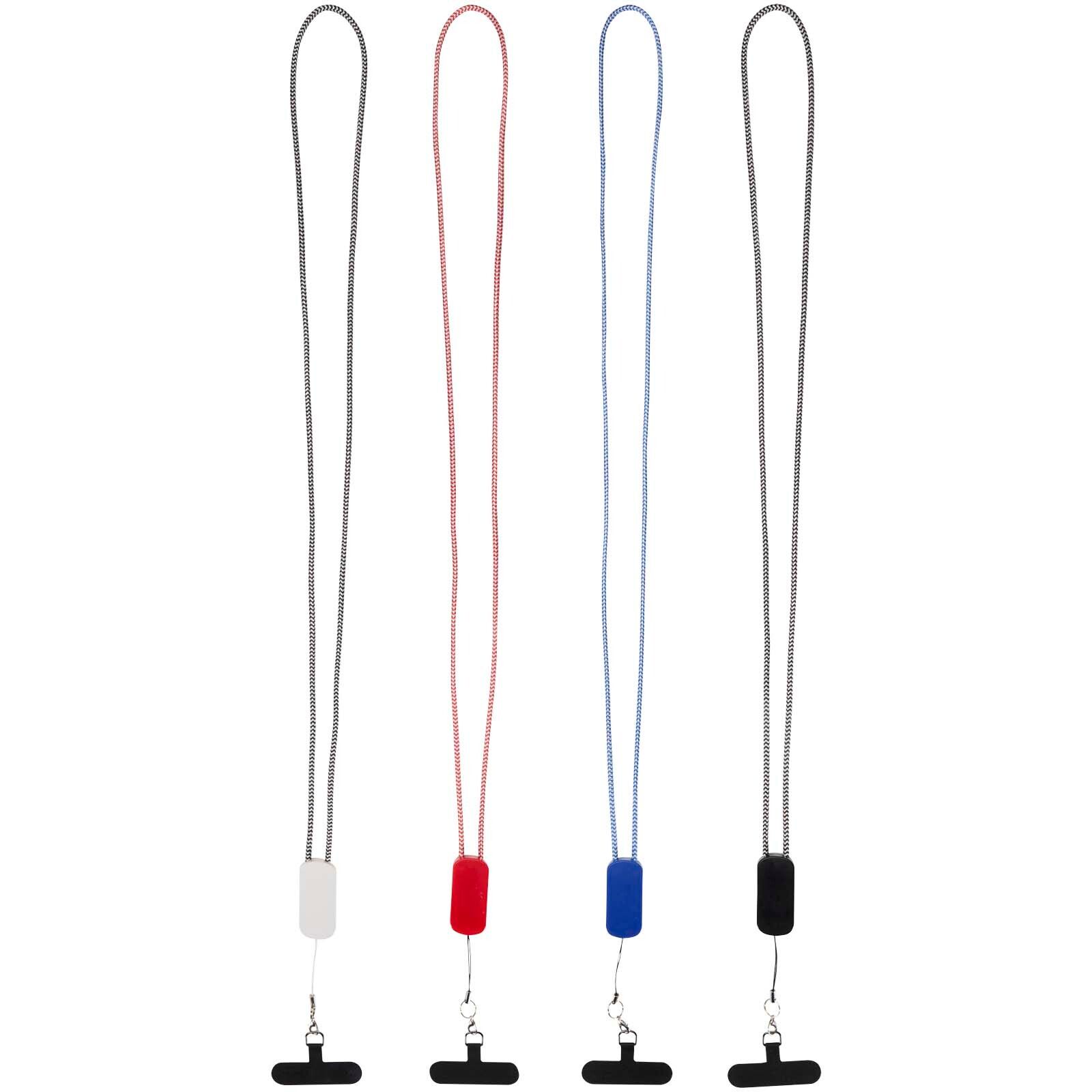 Anser Smartphone Lanyard aus recyceltem Kunststoff mit 27 W 5-in-1 integriertem Kabel - schwarz-494