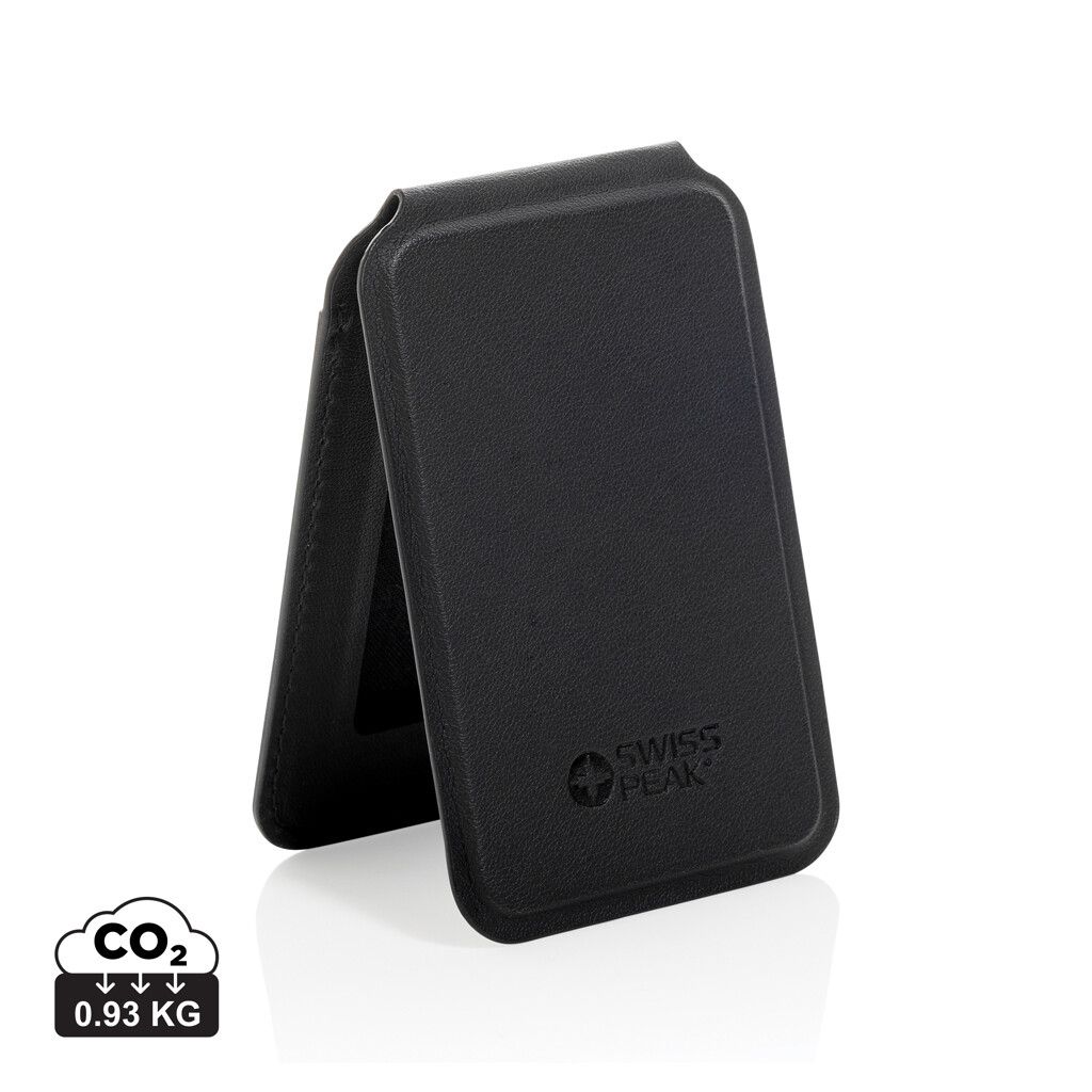 Magstand magnetische Handytasche mit Ständer aus RCS rec. PU - schwarz-632