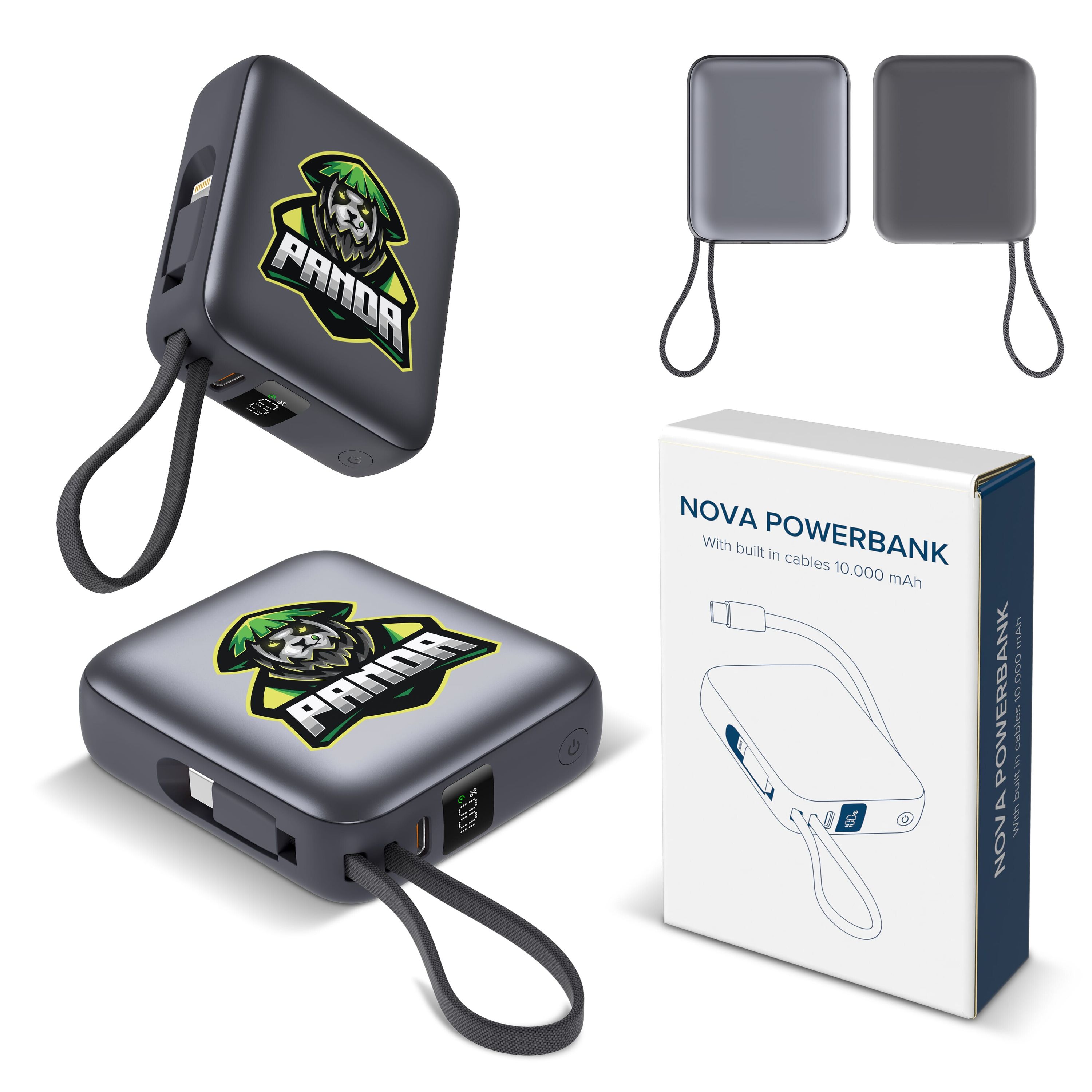 Nova Powerbank 22,5 W Power Delivery mit integrierten Kabeln 10.000 mAh - dunkelgrau-287