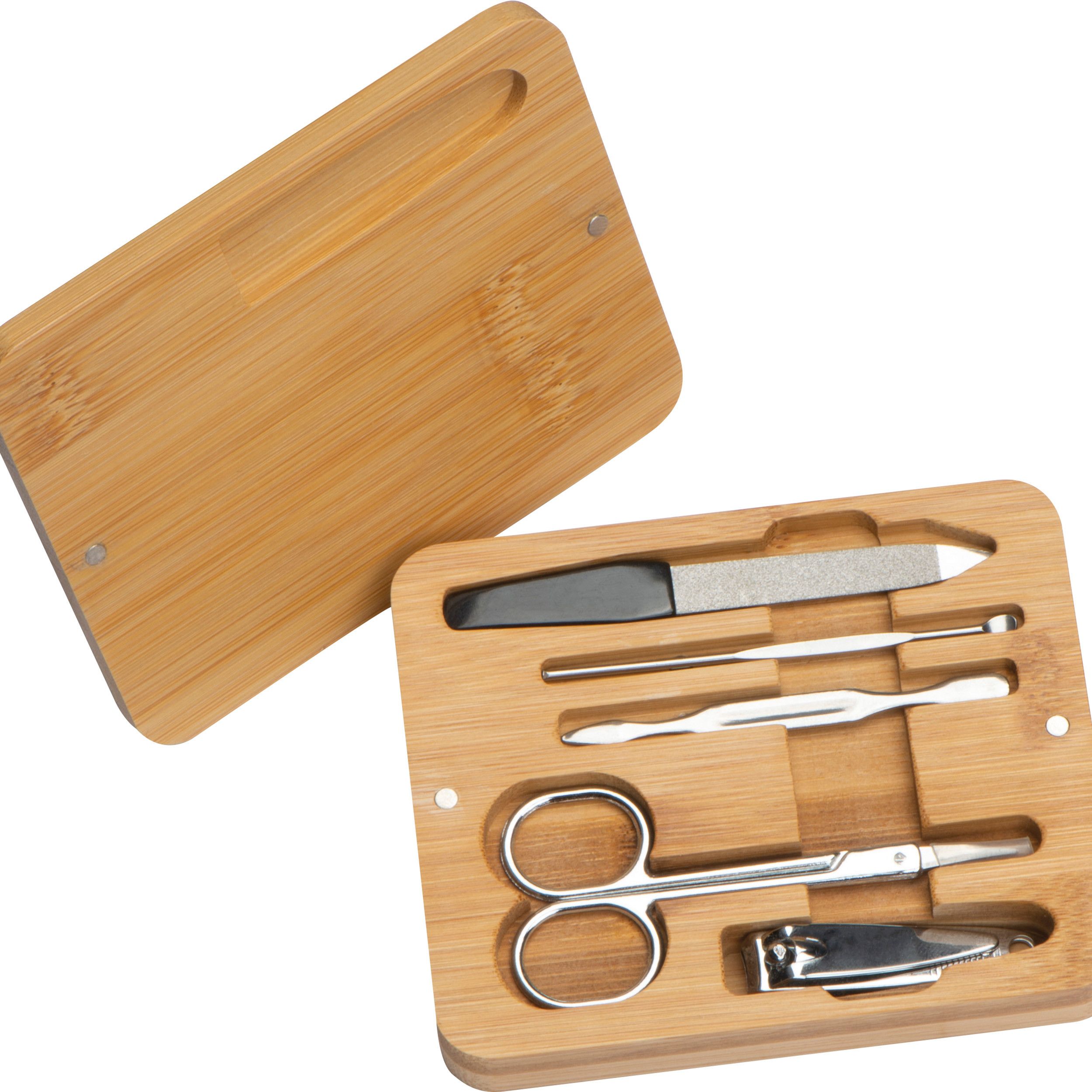 Manikürset in Bambusetui - beige-875