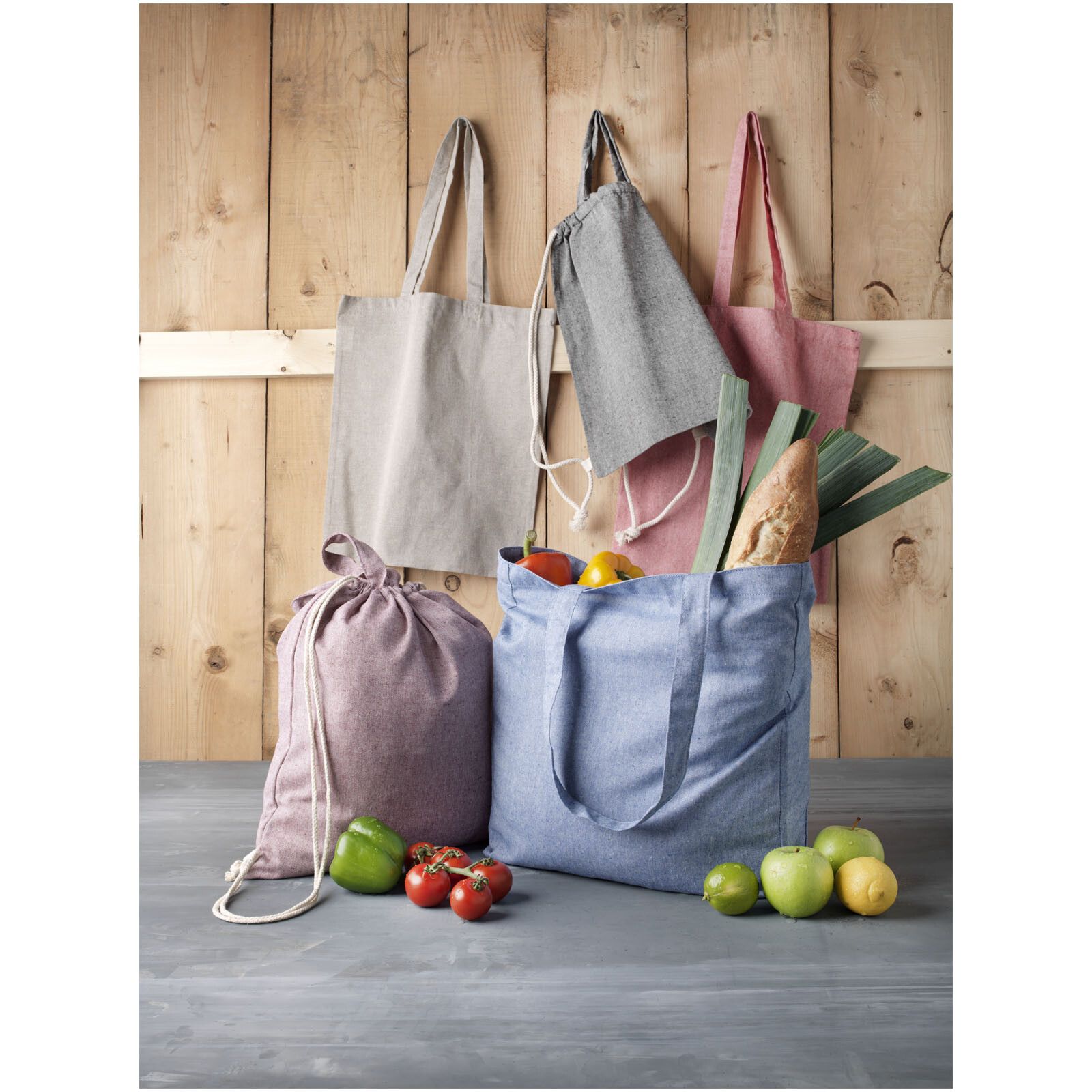 Pheebs 210 g/m² recycelte Tragetasche mit Seitenfalten 13L - heather natur-781