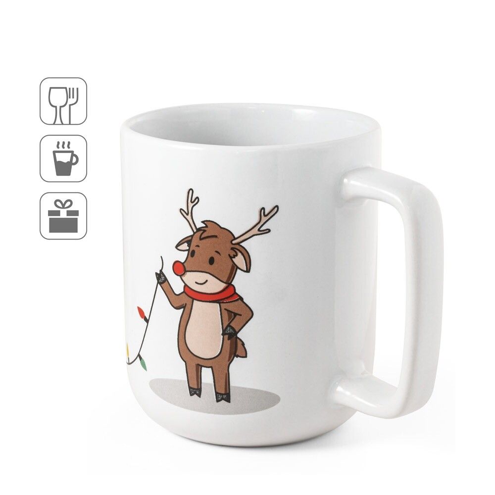 REINDEER Becher mit Weihnachtsdruck 330 ml - weiß-277